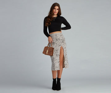 Feline Fierce High-Slit Midi Skirt